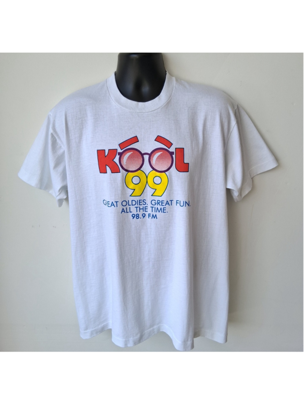 Vintage 80s KOOL 98.9FM Oldies XL T-shirt Single Stitch Screen Stars USA EUC